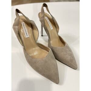 Diane von Furstenberg Blaire Taupe Suede Slingback Pumps Sz 9.5 Made In Italy